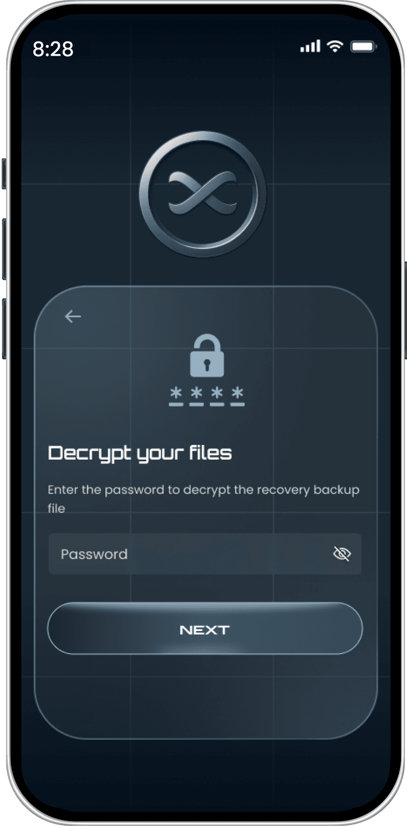 Mobile app screenshot showing Bitcoin wallet screen